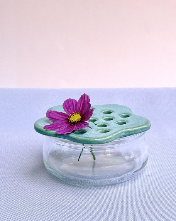 flower frog, żabka kwiatowa, kwietnik na słoik podstawkę, podstawka na kwiaty