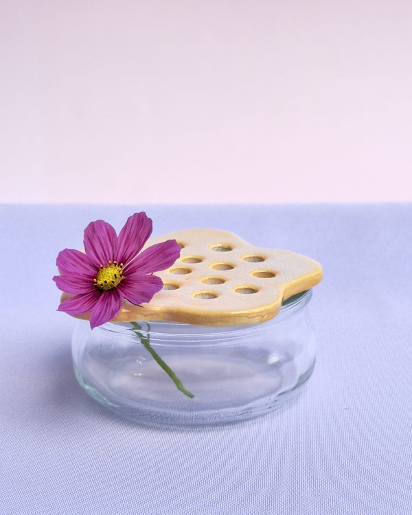flower frog, żabka kwiatowa, kwietnik na słoik podstawkę, podstawka na kwiaty