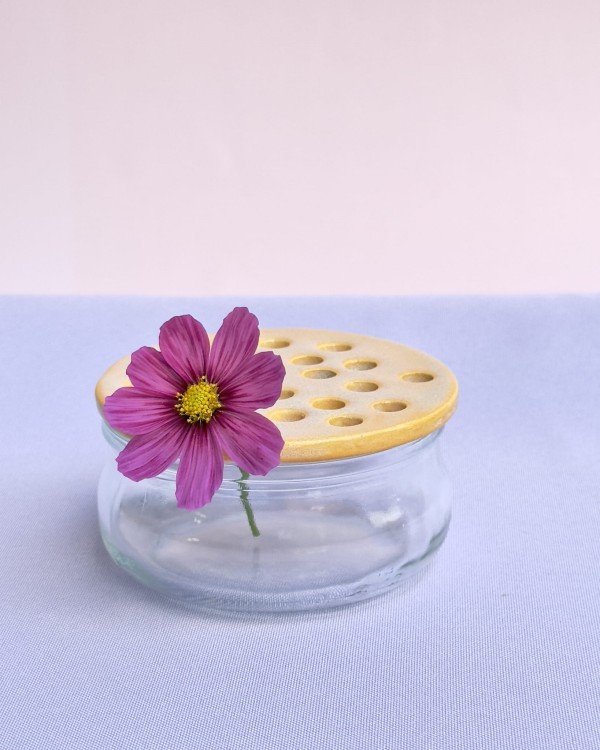flower frog, żabka kwiatowa, kwietnik na słoik podstawkę, podstawka na kwiaty