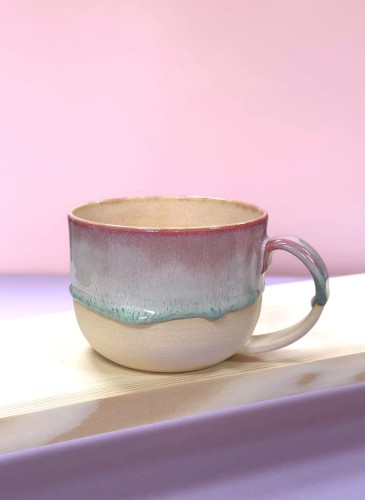 kubek ceramiczny, kubek z efektem spływającego szkliwa, malowany ręcznie, wykonany ręcznie, toczony na kole, ręcznie robiony kybek do kawy, duży kubek na herbatę, unikatowy kubek